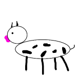 A child's drawing of a cow.
