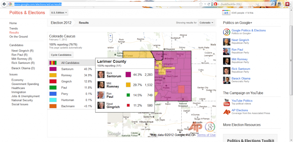 Google Politics Colorado Primary Result